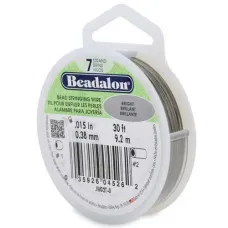 7 Strand Beadalon Wire, Satin Silver, .012in - 0.30mm - JW01NS-0, 30ft