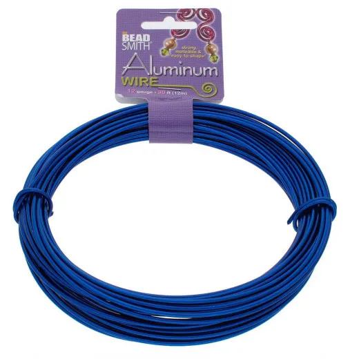 Blue Colour 12 Gauge (2.05mm), Aluminium Craft Wire , 12m length, (39ft).