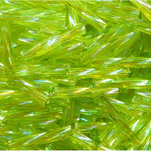 2 x 12mm Miyuki Twisted Bugles, Chartreuse Green AB, Approx 10 Grams 2 x 12mm Miyuki Twisted Bugles, Chartreuse Green AB, Approx 10 Grams