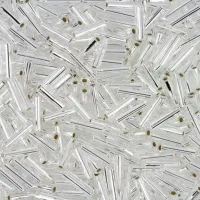 6mm Miyuki Bugles, Crystal Silver Lined, Bulk 250Grams