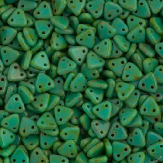 Opaque Turquoise Picasso Czechmate Triangle Beads, approx 8g Opaque Turquoise Picasso Czechmate Triangle Beads, approx 8g
