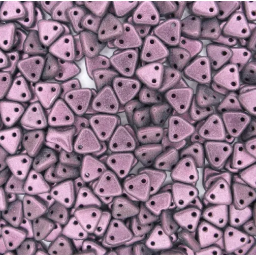 Polychrome Light Pink Czechmate Triangle Beads, approx 8g