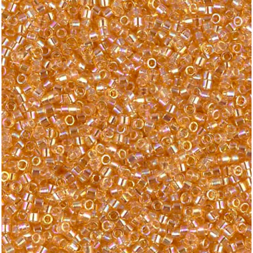 DBL0100 Light Amber Transparent AB size 8/0 Miyuki Delica Beads, Colour 0100, 5.2g approx. DBL0100 Light Amber Transparent AB size 8/0 Miyuki Delica Beads, Colour 0100, 5.2g approx.