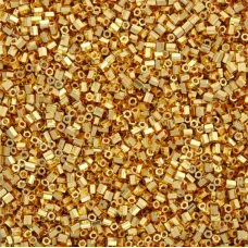 Size 11/0 Miyuki Cut Seed Beads, 24kt Gold Plated, Colour 0191, Approx 5.2 Grams