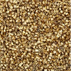 Size 11/0 Miyuki Cut Seed Beads, 24kt Light Gold Plated, Colour 0193, Approx 5.2...
