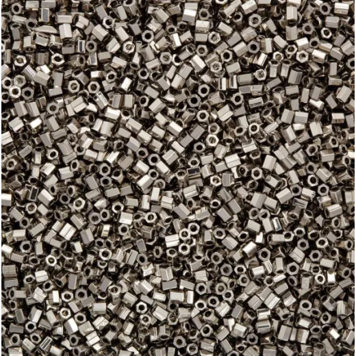Size 11/0 Miyuki Cut Seed Beads, Nickel / Steel, Colour 0190, Approx 5.2 Grams