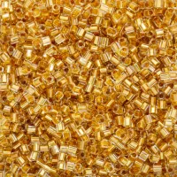 Size 8/0 Miyuki Cut Seed Beads, 24Kt Gold Lined Crystal, Colour 0195, Approx 5.2 Grams