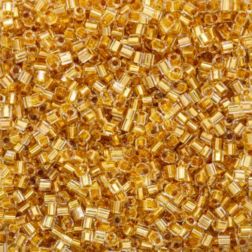 Size 8/0 Miyuki Cut Seed Beads, 24Kt Gold Lined Crystal, Colour 0195, Approx 5.2 Grams Size 8/0 Miyuki Cut Seed Beads, 24Kt Gold Lined Crystal, Colour 0195, Approx 5.2 Grams