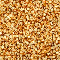 Size 8/0 Miyuki Cut Seed Beads, 24Kt Gold Plate, Colour 0191, Approx 5.2 Grams