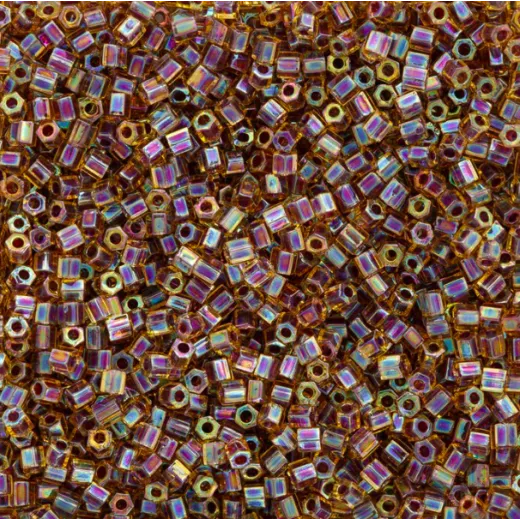 Size 8/0 Miyuki Cut Seed Beads, Berry Lined Light Topaz AB, Colour 0342, Approx 22 Grams Size 8/0 Miyuki Cut Seed Beads, Berry Lined Light Topaz AB, Colour 0342, Approx 22 Grams