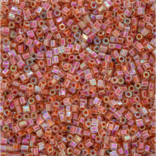 Size 8/0 Miyuki Cut Seed Beads, Dark Peach Lined Crystal AB, Colour 0275, Approx 22 Grams Size 8/0 Miyuki Cut Seed Beads, Dark Peach Lined Crystal AB, Colour 0275, Approx 22 Grams