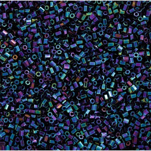 Size 8/0 Miyuki Cut Seed Beads, Metallic Dark Blue Iris, Colour 0452, Approx 20 Grams Size 8/0 Miyuki Cut Seed Beads, Metallic Dark Blue Iris, Colour 0452, Approx 20 Grams