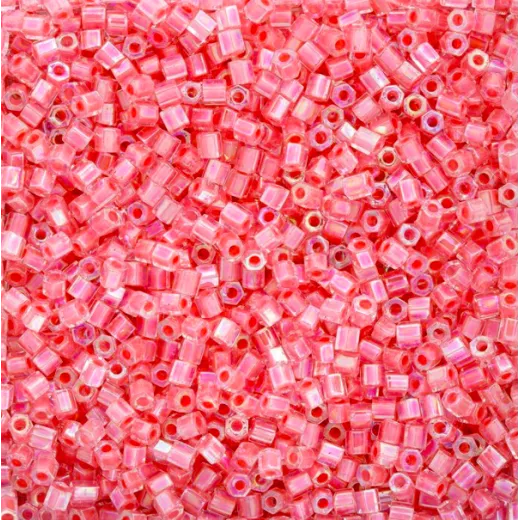 Size 8/0 Miyuki Cut Seed Beads, Salmon Lined Crystal AB, Colour 2774, Approx 22 Grams Size 8/0 Miyuki Cut Seed Beads, Salmon Lined Crystal AB, Colour 2774, Approx 22 Grams