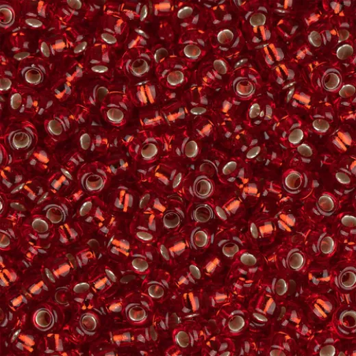 Ruby Red Silver Lined 0011, Miyuki Size 8/0 Seed Beads, 22 Grams Ruby Red Silver Lined 0011, Miyuki Size 8/0 Seed Beads, 22 Grams