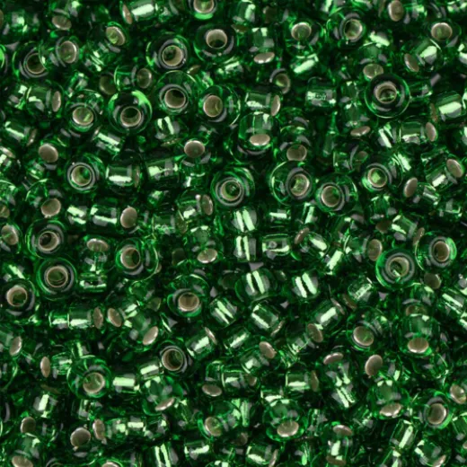 Green Silver Lined, Miyuki 11/0 Seed Beads, Colour 0016, 250 Grams Green Silver Lined, Miyuki 11/0 Seed Beads, Colour 0016, 250 Grams