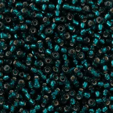 Silver lined Transparent Dark Teal Miyuki size 8/0 seed beads, colour 0030, 22g ...