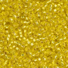 Yellow Silver Lined, Miyuki 11/0 Seed Beads, Colour 0006, 22g Approx