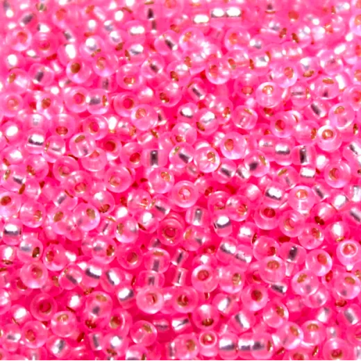 Pink Transparent Silver Lined, Miyuki 11/0 Seed Beads, Colour 0022, 22g Approx.