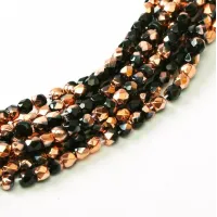 2mm Jet Capri Gold Firepolished Beads 150pcs