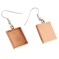 100% Copper Handmade Bezel, Square Earrings 16 x 2mm