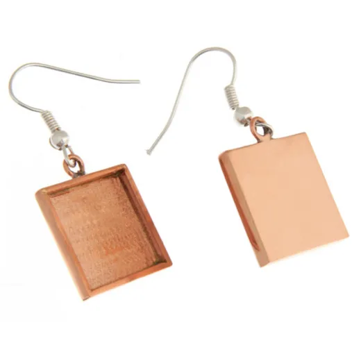 100% Copper Handmade Bezel, Square Earrings 16 x 2mm 100% Copper Handmade Bezel, Square Earrings 16 x 2mm