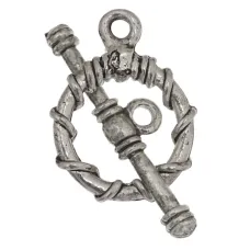 15mm Rope Fancy Toggle Clasp, Antique Silver Colour, Pack of 2