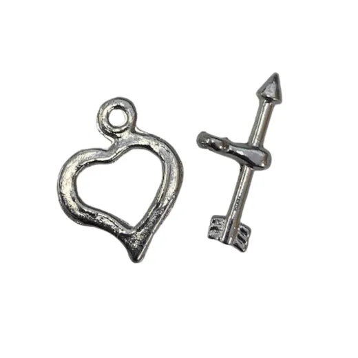 13 x 18.5mm Tibetan Style Heart Toggle Clasps, Pack of 2 clasps 13 x 18.5mm Tibetan Style Heart Toggle Clasps, Pack of 2 clasps