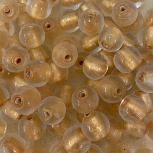 10mm Gold Foiled Round Beads, Pale Yellow, Pack of 10 10mm Gold Foiled Round Beads, Pale Yellow, Pack of 10