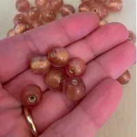 Bulk Bag 10mm Gold Foiled Round Beads, Peach, Approx 250 Grams