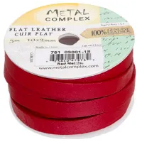 Metallic Red, 10x2mm Leather, in multiples of 20cm