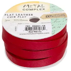 Metallic Red, 10x2mm Leather, in multiples of 20cm