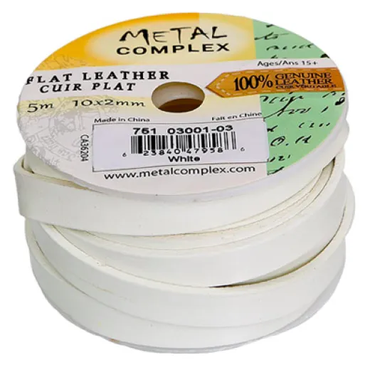 White 10x2mm Leather, in multiples of 20cm. White 10x2mm Leather, in multiples of 20cm.