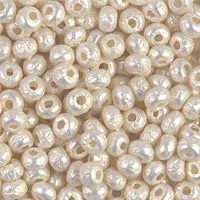 Pearlescent Miyuki seed beads.
